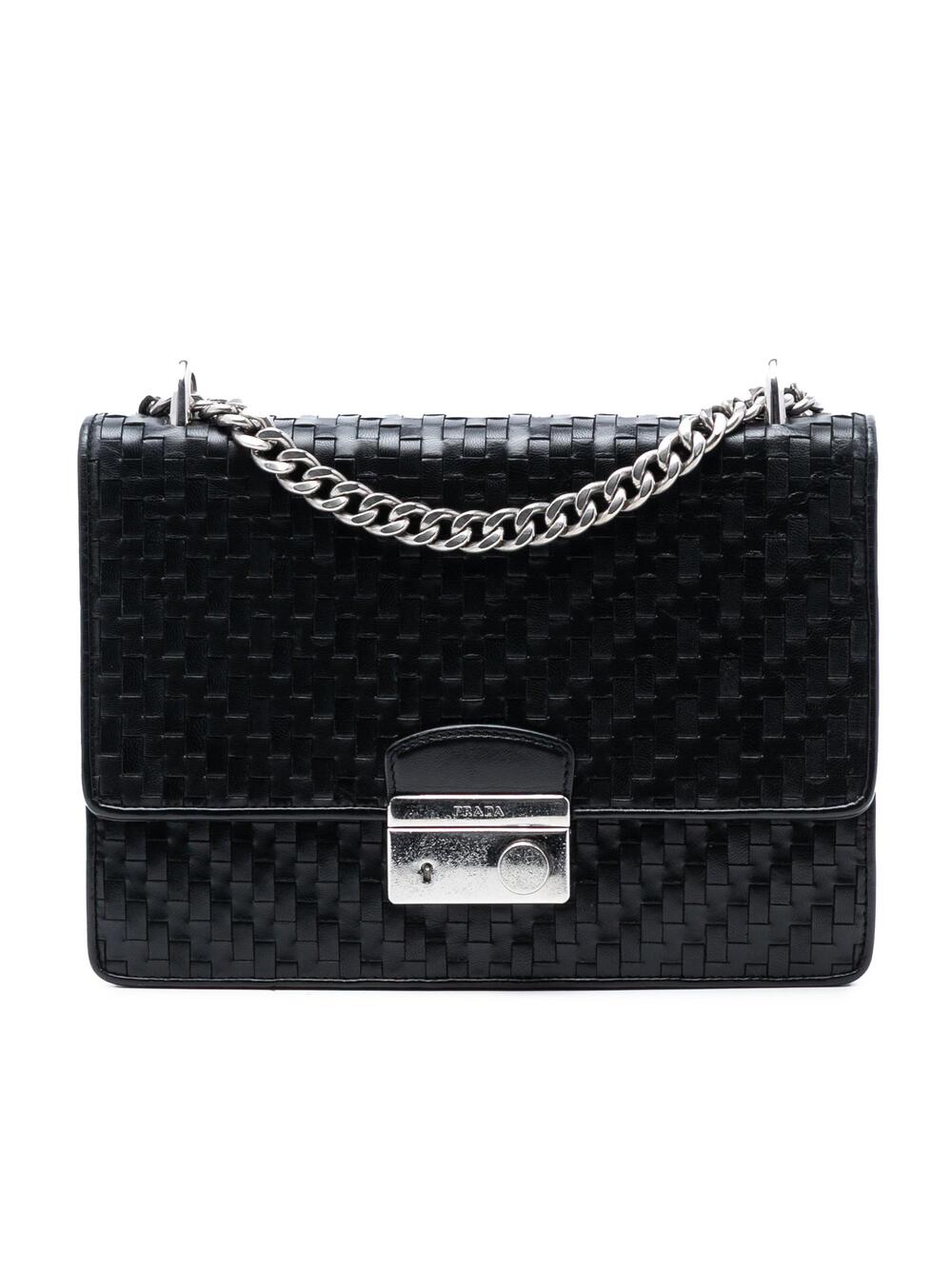 Prada Push Lock Flap Chain Bag Madras #367848P53B